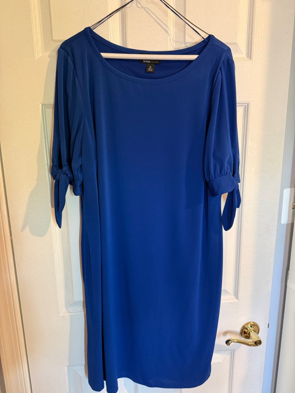 Ronni Nicole Cobalt Blue Tie-Sleeve Midi Dress - 16